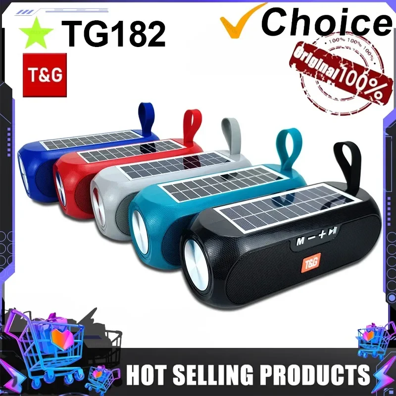 T&G TG182 Solar Charging Stereo Speakers Portable Column Wireless BT MP3 Outdoor Waterproof Loudspeaker FM Radio Soundbar