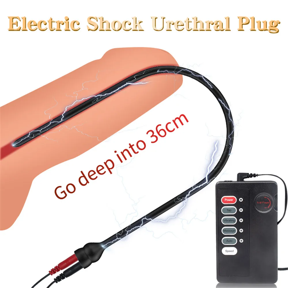 SM Electric Shock Urethra Player Metal Bead Urethral Sounding Plug Penis Ring E-Stim Prostate Massage Horse Eye Rod Sex Products - view 6