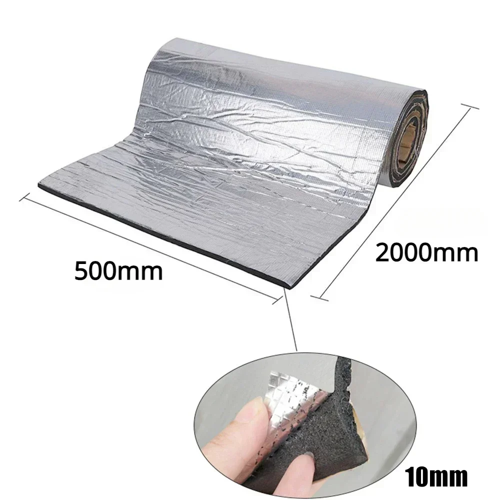 500x2000x10mm Thick Self Adhesive Aluminum Foil Heat Shield Sound Deadener Mat for Car Door Engine Hood Insulation
