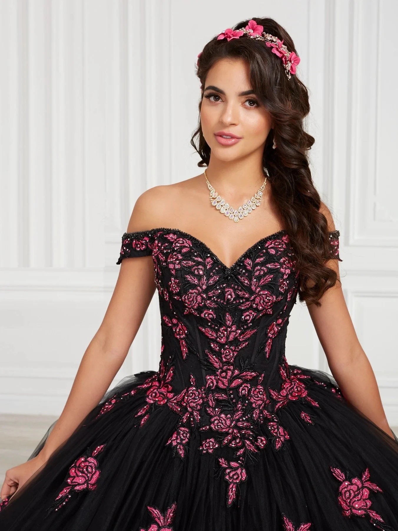 Vestidos de quinceañera Charro negro, vestido de baile con hombros descubiertos, apliques de tul con cuentas hinchadas mexicanas, 16 vestidos, 15 años