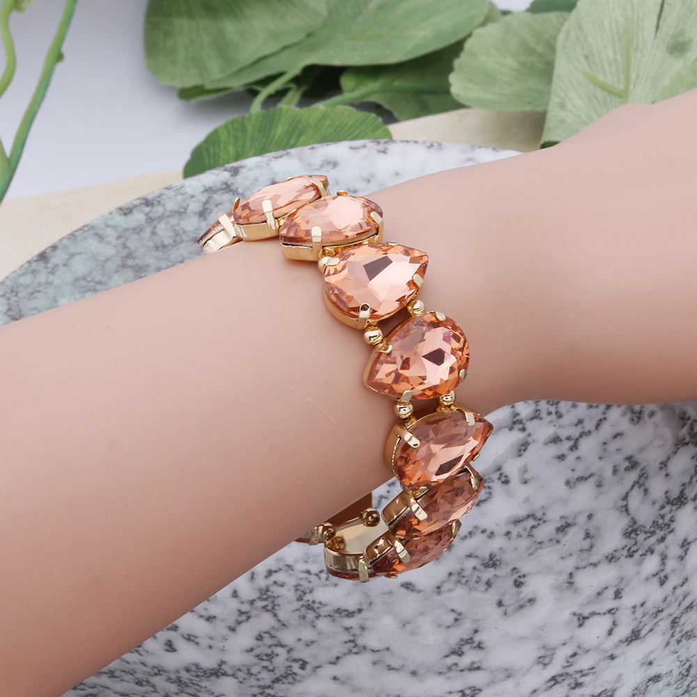 AB Color Glass Bracelets For Woman Bohemian Exaggeration Spring Crystal Bangle Madera Bride wedding Pulseira