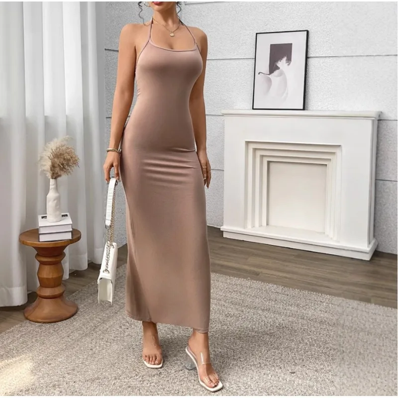 Dress Sexy Pure Desire Style Slim Fit and Thin Peach Hip Suspender Skirt High-end Women's Summer Women's Long Dress
