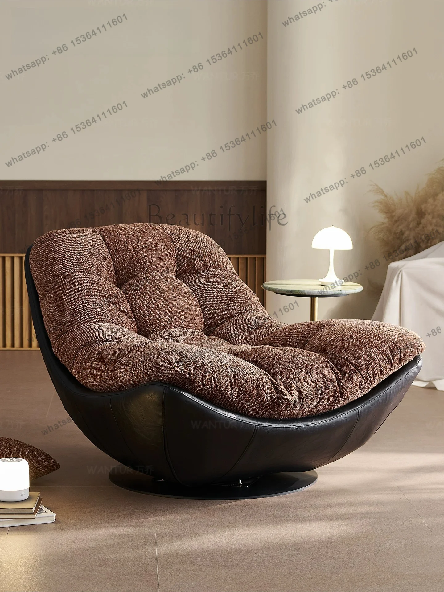 

Designer creative lazy swivel chair Italian light luxury simple lazy modern down recliner single sofa