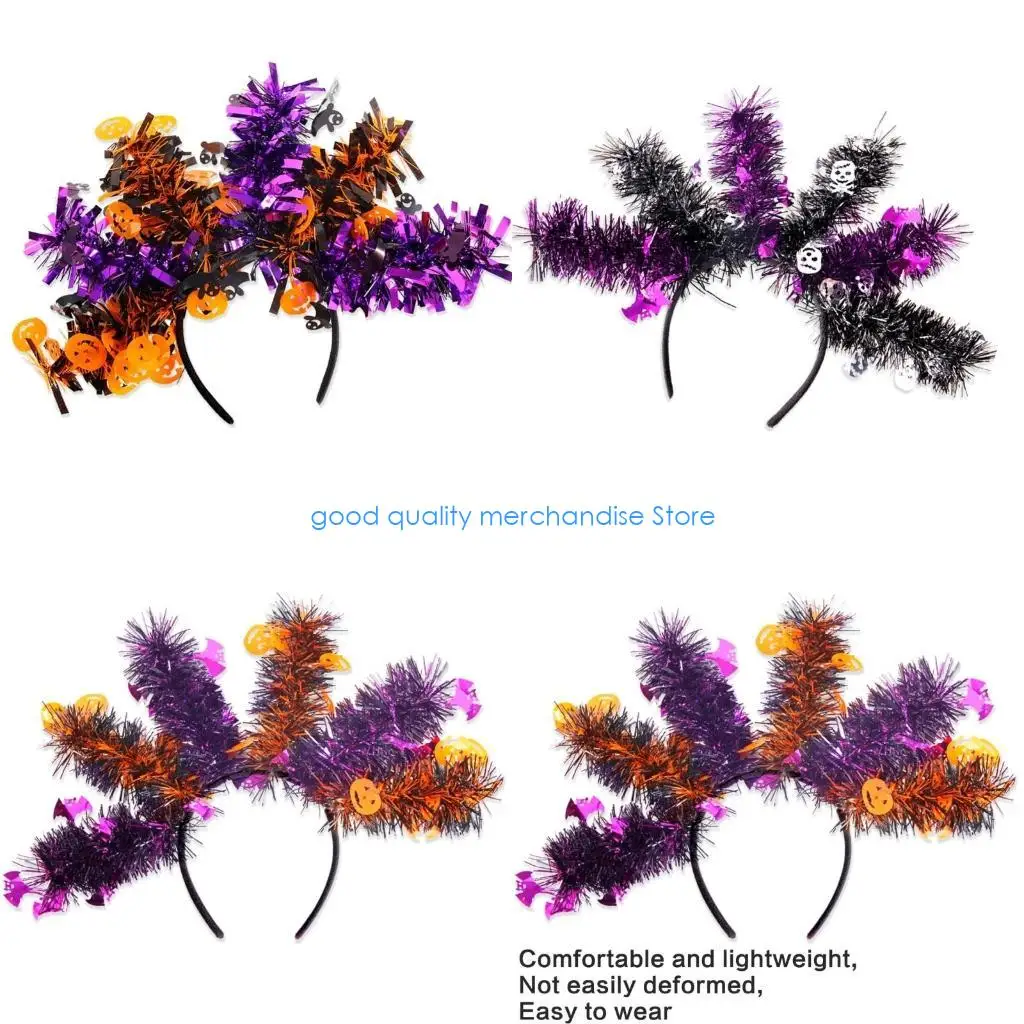 

Y5JD Halloween Props Hairhoop Day of the Death Bat/Pumpkin Hairband Kids Photo Props