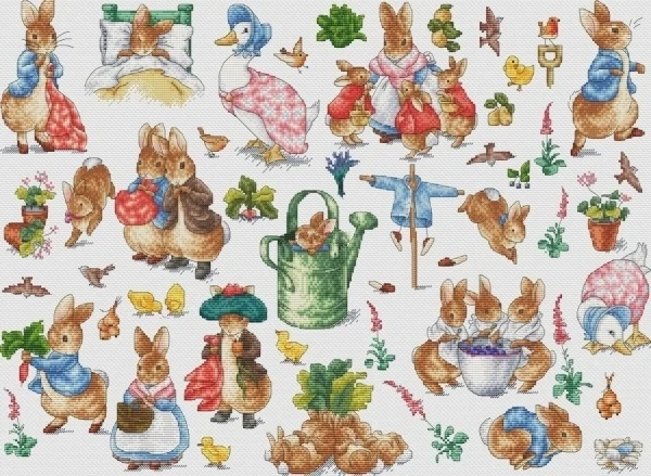 rabbit happy family 64-50 Needlework Kit  Cross stich unPainting Set Cross Stitch Kits Cross-stitch Embroidery