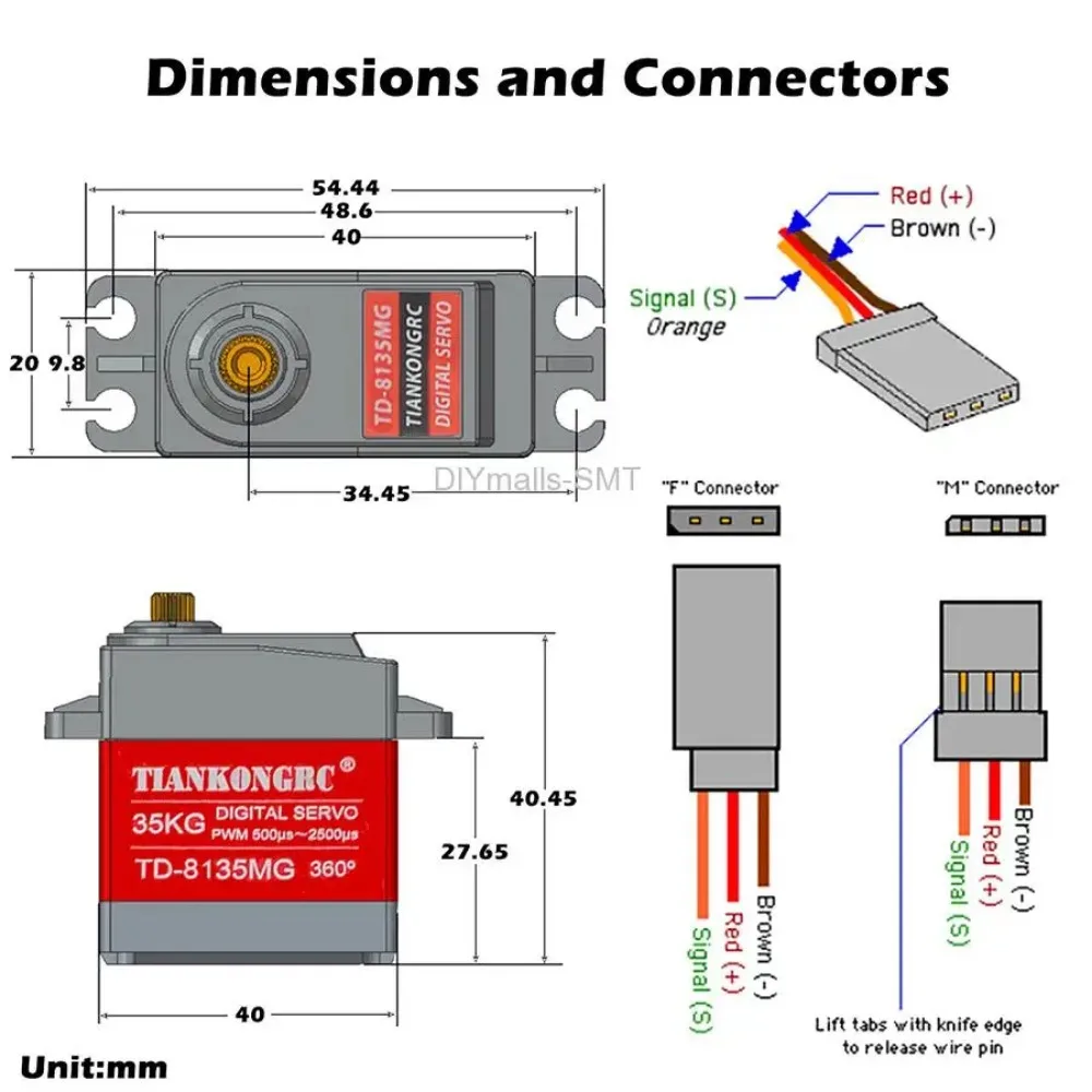 35KG Servo 360 Degree Continuous Rotation Servo Digital Coreless Large Torque Metal Gear TD-8135MG  for DIY Robot Robotic