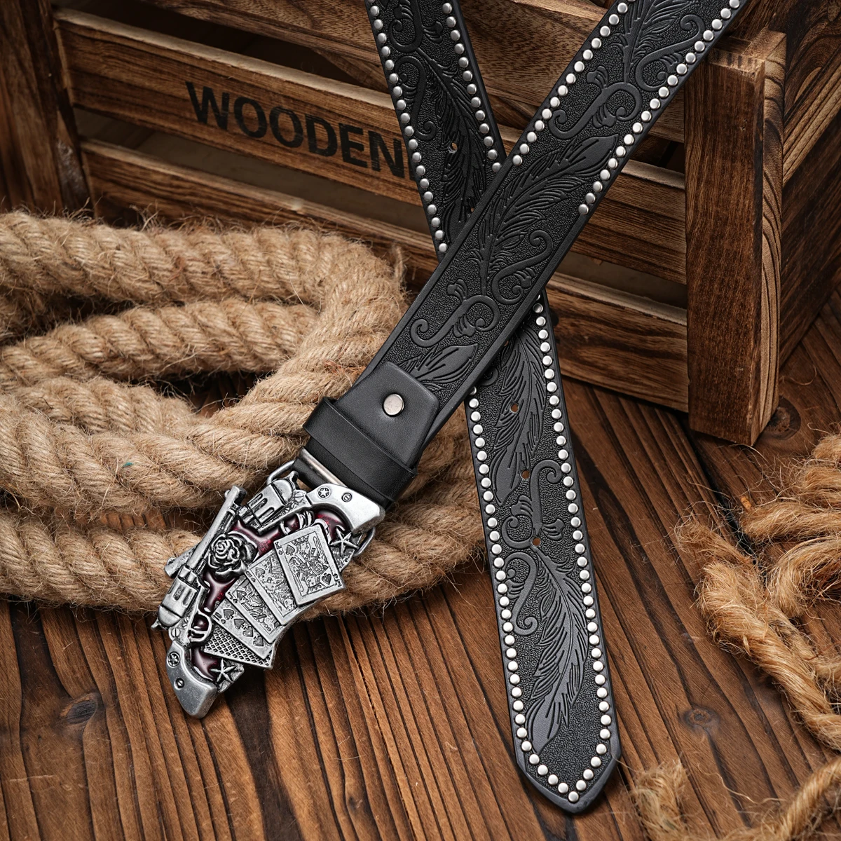 Ein lässiger Retro-Gürtel im Western-Stil für Herren und Damen! PU-Ledergürtel mit Metallschnalle, geeignet für den täglichen Arbeitsgebrauch – Detail 8