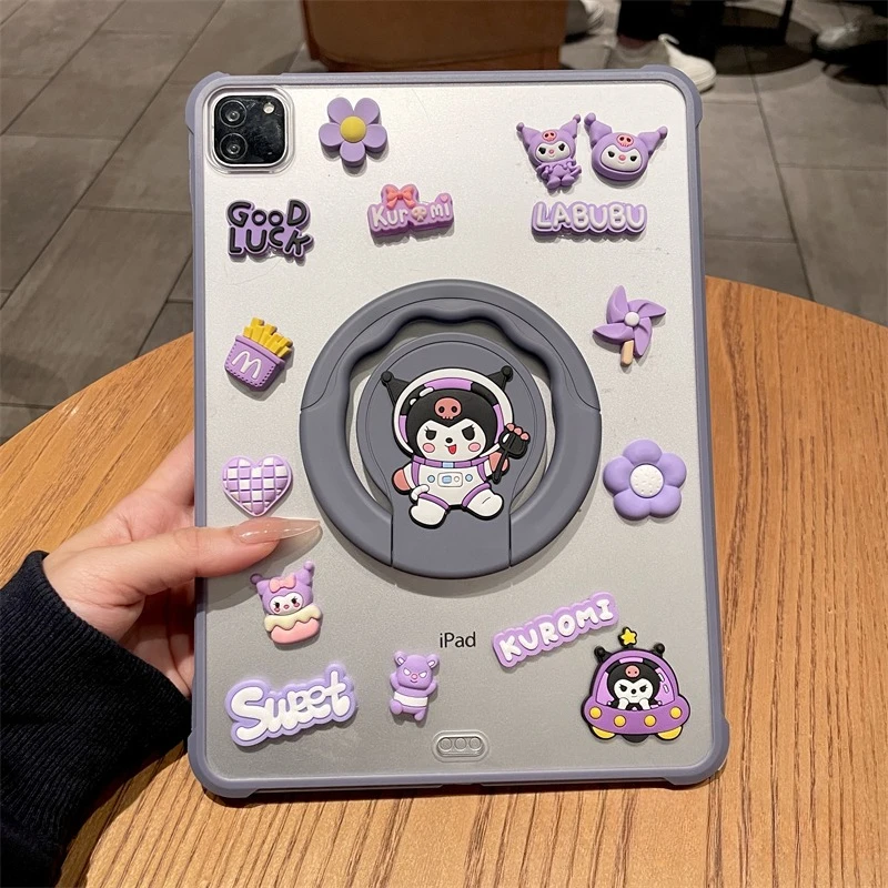 

Ipad Case for 2025 A16 11th Generation Pro 11in Cartoon Kuromi Case 10th 10.9in 9th 10.2in Air4 5 Mini 6 7 Acrylic Tablet Case