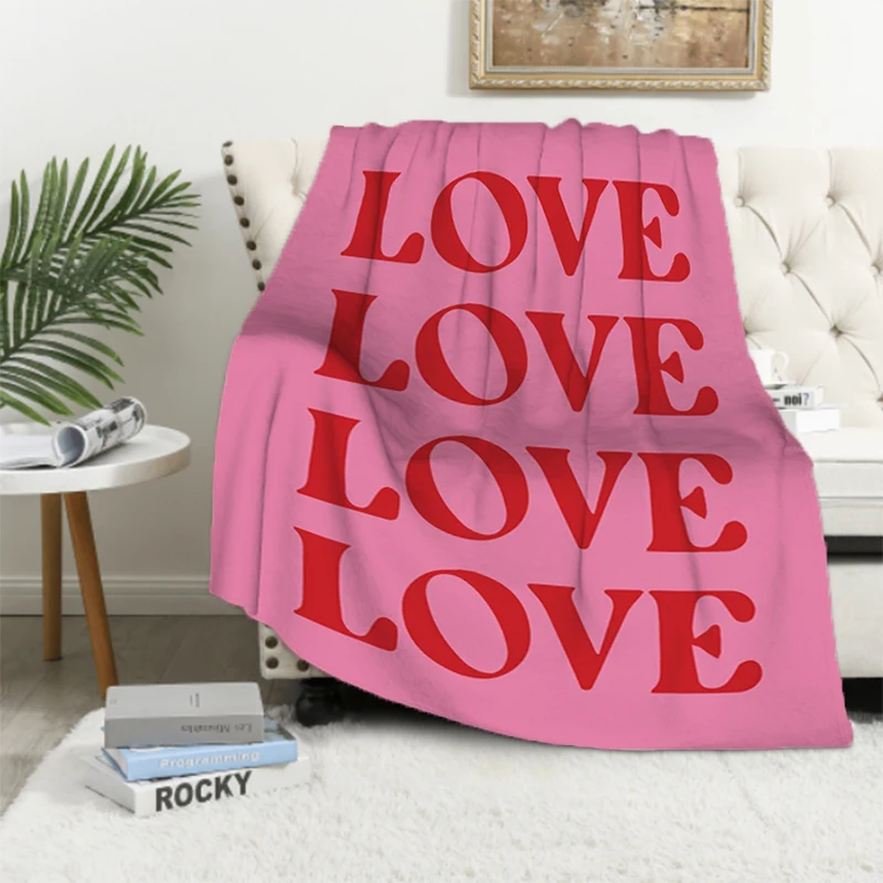 

1Pc Inspirational Love Quotes Blanket Downy Plaid Blankets for Decorative Sofa Portable Camping Chair Plead Cover Office Catnap