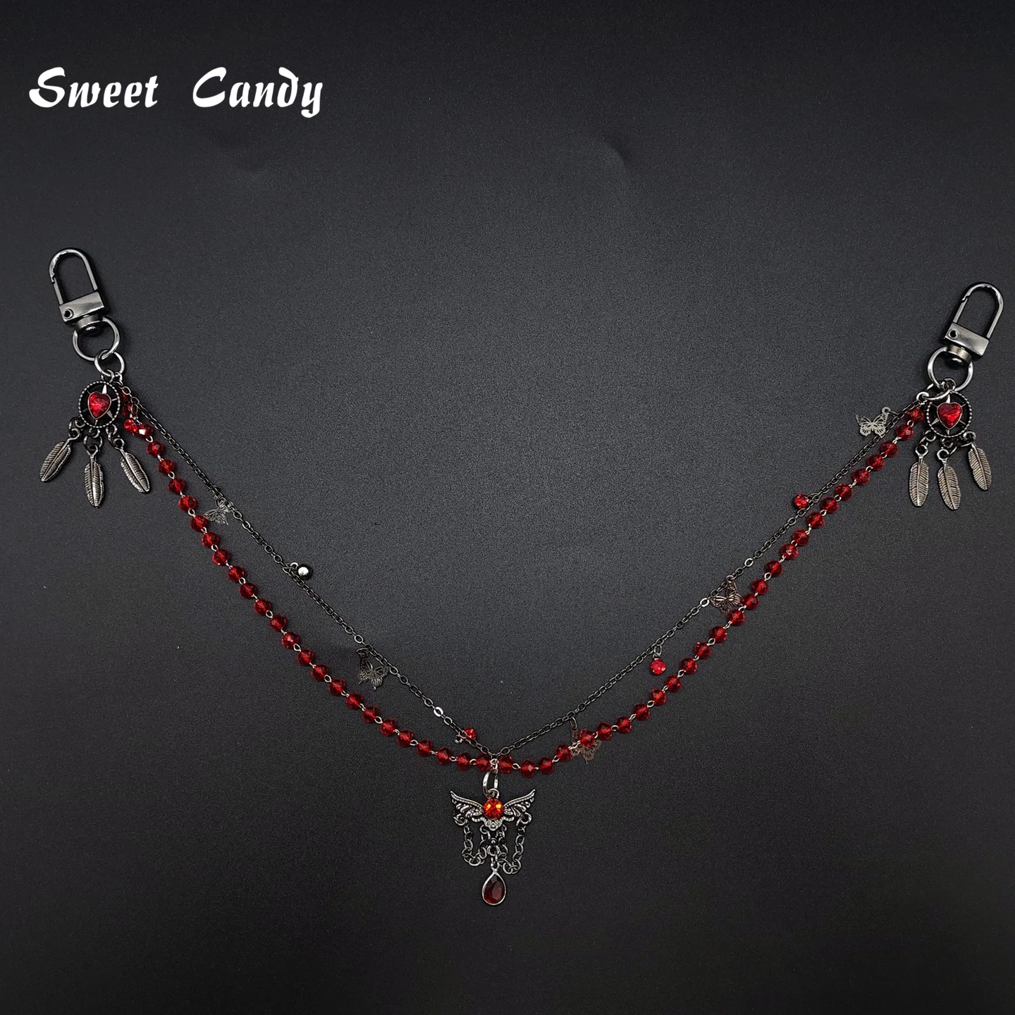 Adjustable Detachable ITA Bag Double Chain Post-Punk Gothic Pendant DIY Bag Decorative Chain Pain Bag Charm Fashion Waist Chain