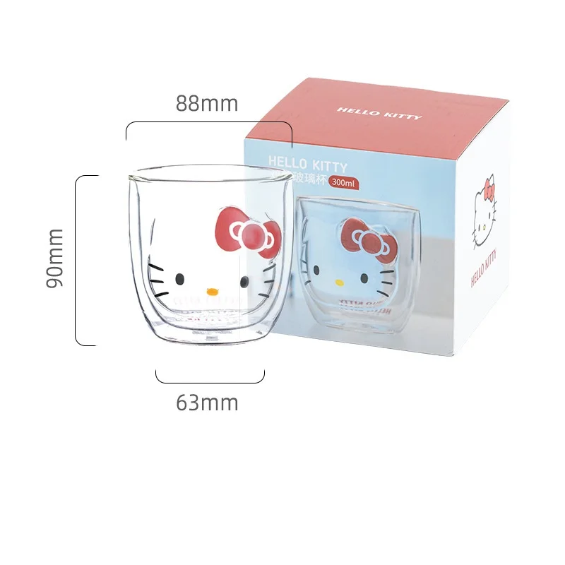 

Kawaii Hello Kitty двухслойная стеклянная чашка для девочек, детская чашка для воды, чашка для молока, кофе, сока, кухонные принадлежности, украшение мебели