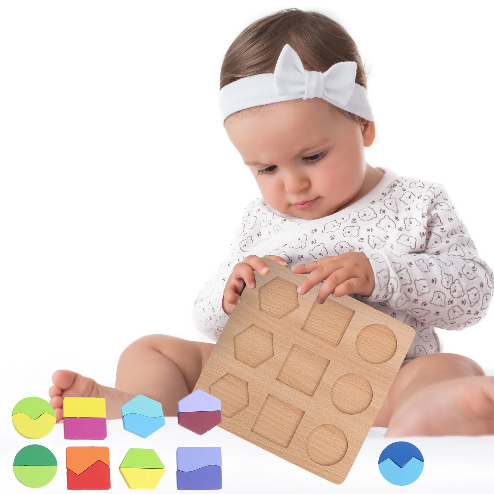 Panneau de forme en bois, Puzzle géométrique, jouet mathématique tridimensionnel pour enfants, Puzzle en bambou pour enfants