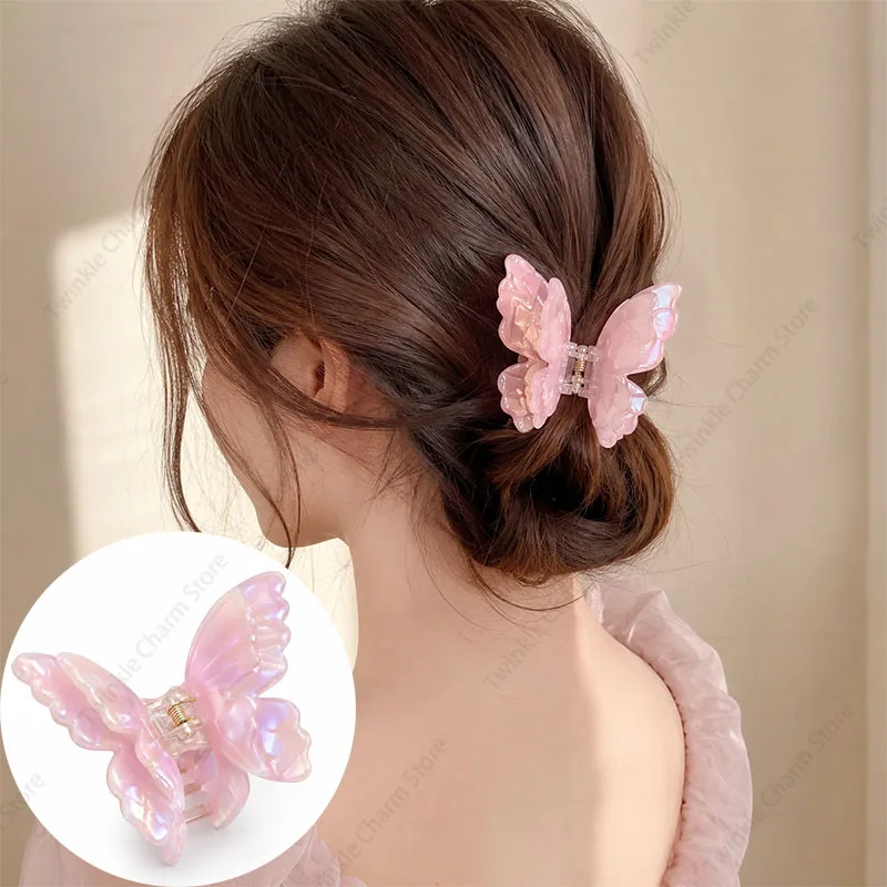 Fashion Sweet Colorful Butterfly Hair Claw Acetate Butterfly Crab Hair Clips Summer Hair Accessories for Women Girls Gift 집게핀