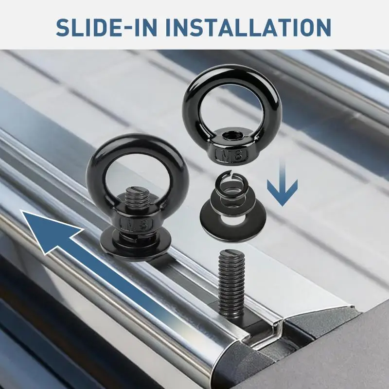 T Bolt Eye Nut Kit Stable Support Stainless Steel T Track Mount Tie Down High Hardness For Holding Tie Down Straps