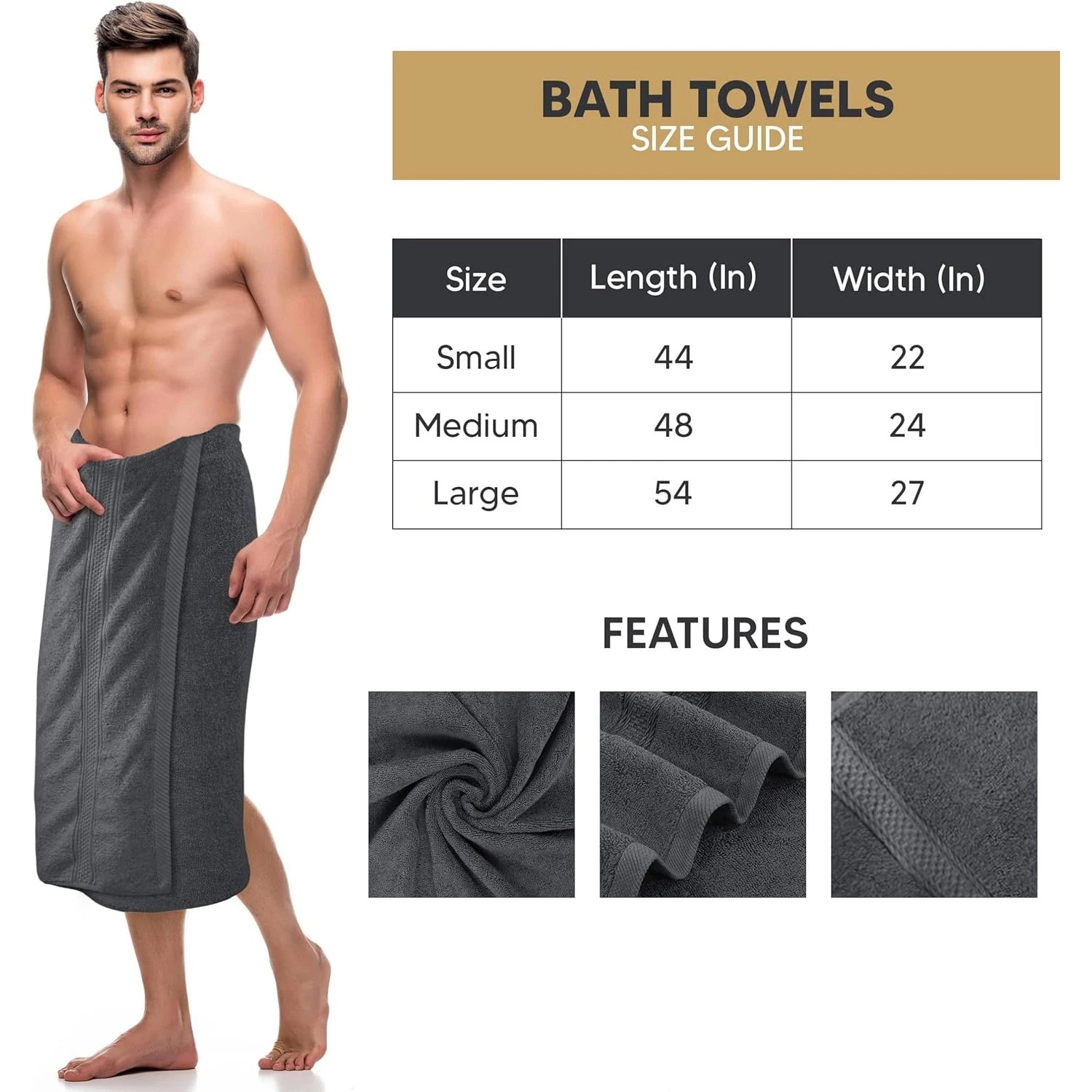 CLEOPATRA Premium 4 Pack Bath Towel Set 100% Cotton Shower Towels for Bathroom Hotel Gym Spa Lightweight Highly Absorbent Towels