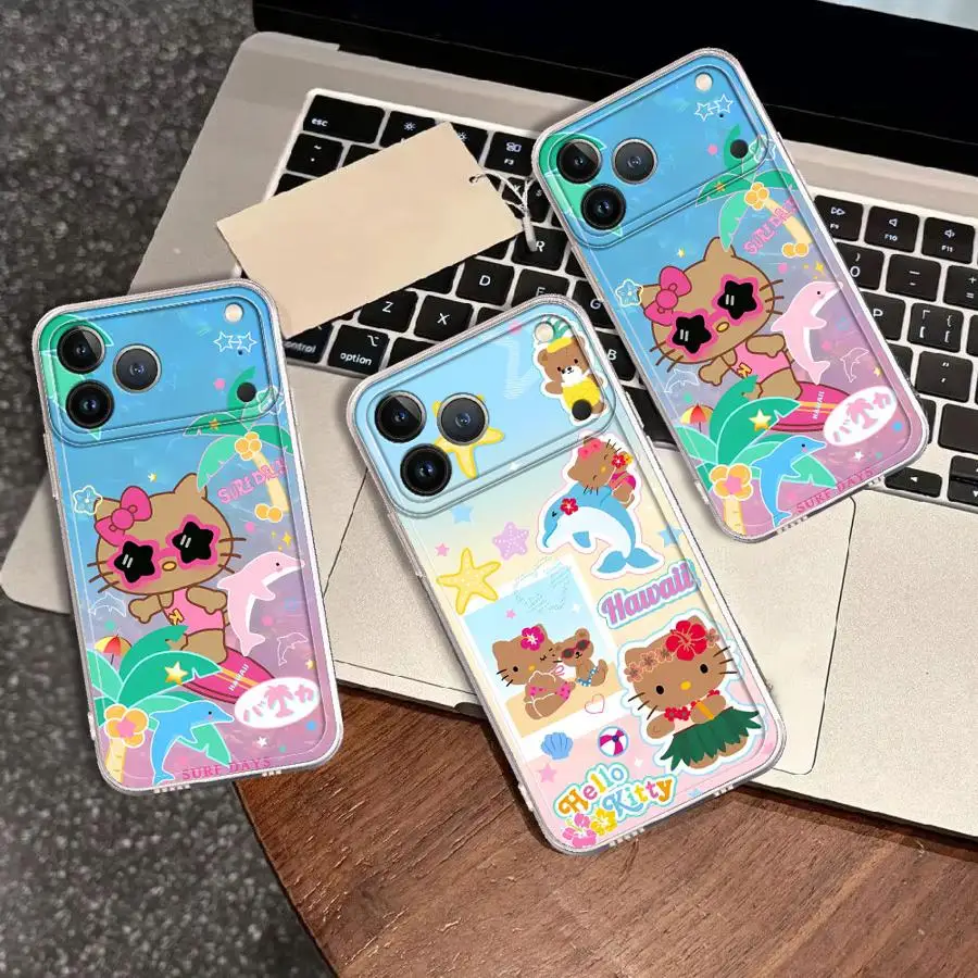 Cartoon Sanrio Hello Kitty Clear Phone Cover Case for Apple iPhone 17 Pro Max 12 17e 11 XS XR 15 16e 16 Air 14 Plus 13 Mini