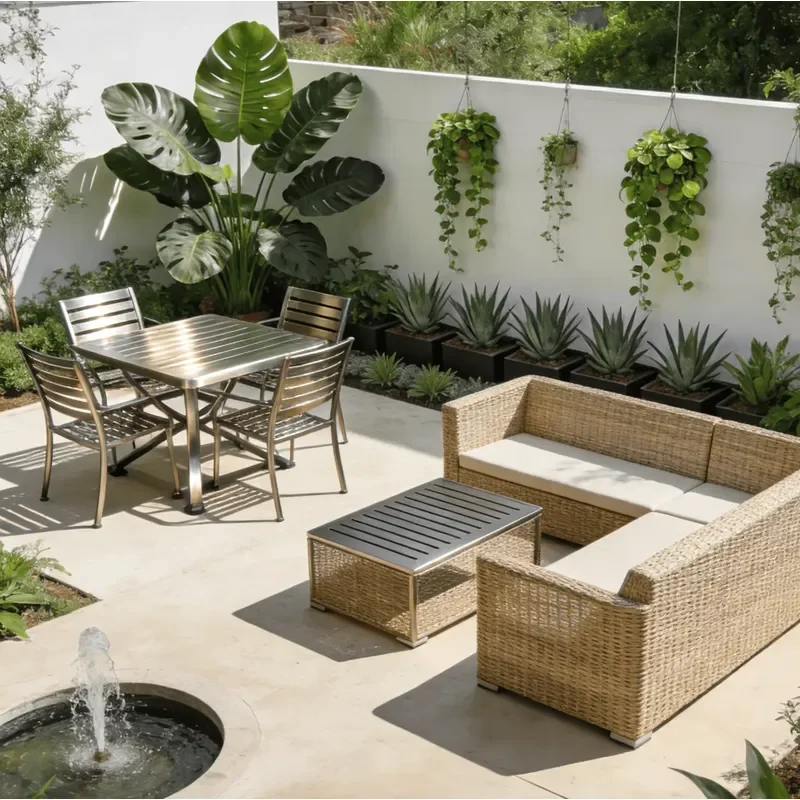 Rust-Proof Aluminum Outdoor Dining Table - Moisture-Proof for Balcony Deck Small Dinners
