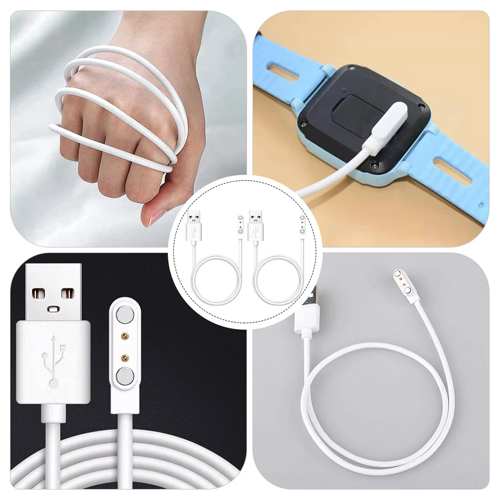 

2Pcs Universal Magnetic Charging Cable Smart Watch USB Replacement Compatible with 2 Pin 40Mm Models Cable