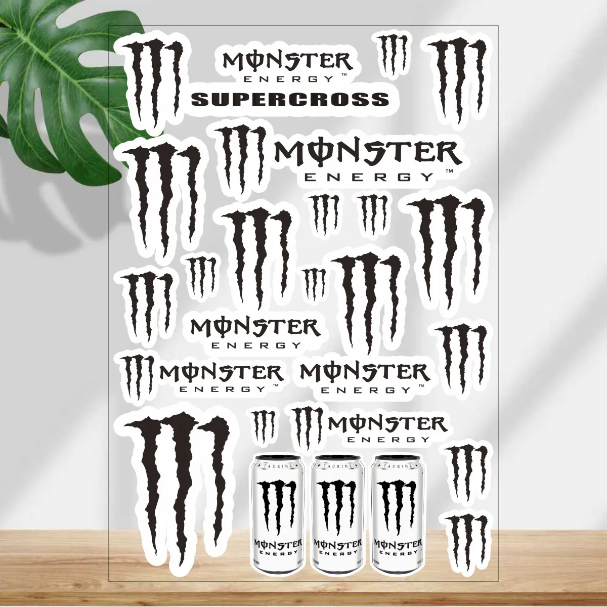 

Black Monster Energy Sticker Logo Motorcycle Helmet Tank Decal Reflective Kit