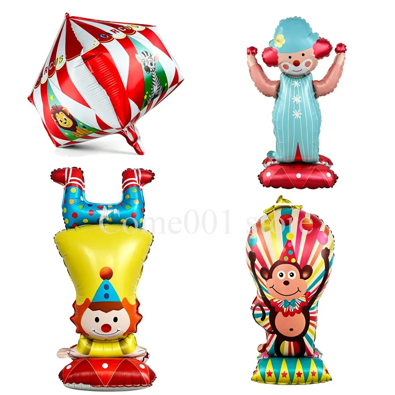 Carnival Circus Clown Foil Ballons Tent Monkey Balloons Birthday Party Accessories Festival Photo Booth Props
