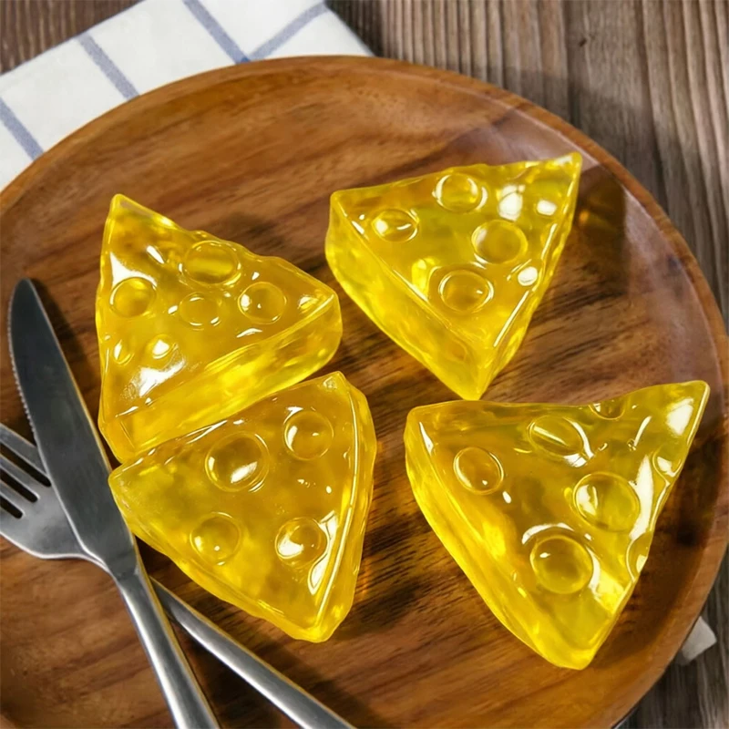 Honey Maltose Triangle Cheese Squishy Fidgets Toy Clear Non-toxic Slow Rebound Alleviate Stress Relax Autism ADHD Sensory Toy