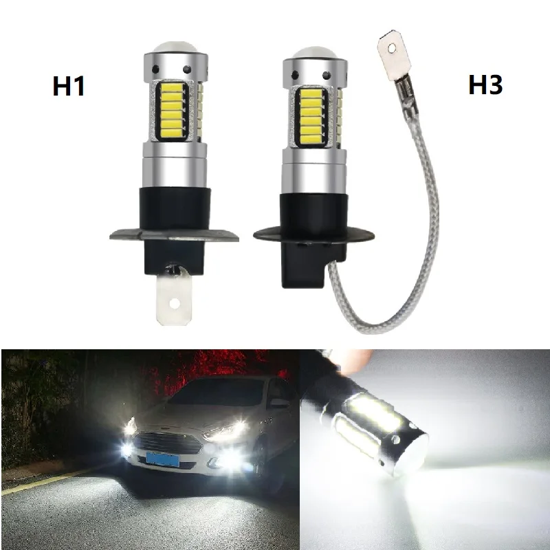 

Светодиодные лампы высокой мощности для дневных ходовых огней H3, 2 шт., 30SMD 4014 H1 880 светодиодный ные Сменные лампы для автомобильных противотуманных фар, дневные ходовые огни, белый 6000k