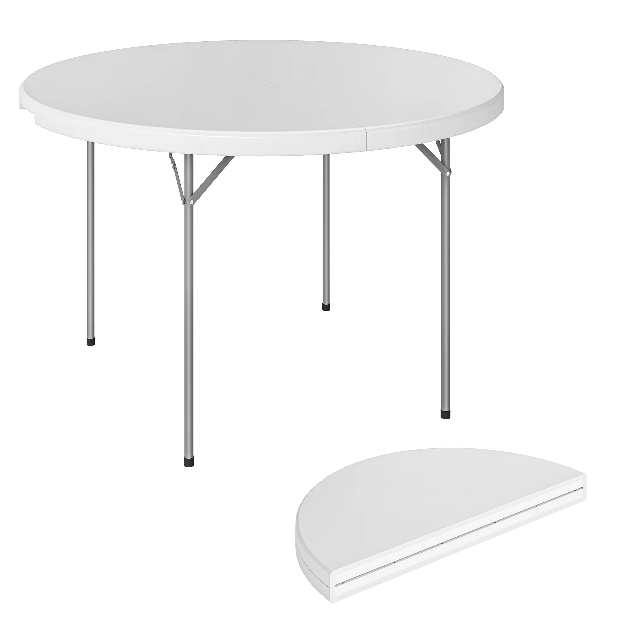 Outsunny Mesa Plegable Camping Portátil Ligera 120x120x74 cm Blanco