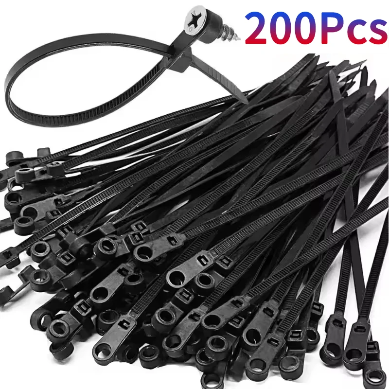 New Screw Hole Nylon Cable Ties Multipurpose Heavy Duty Adjustable Self-locking Cord Ties Organizer Straps DIY Fastening Loop