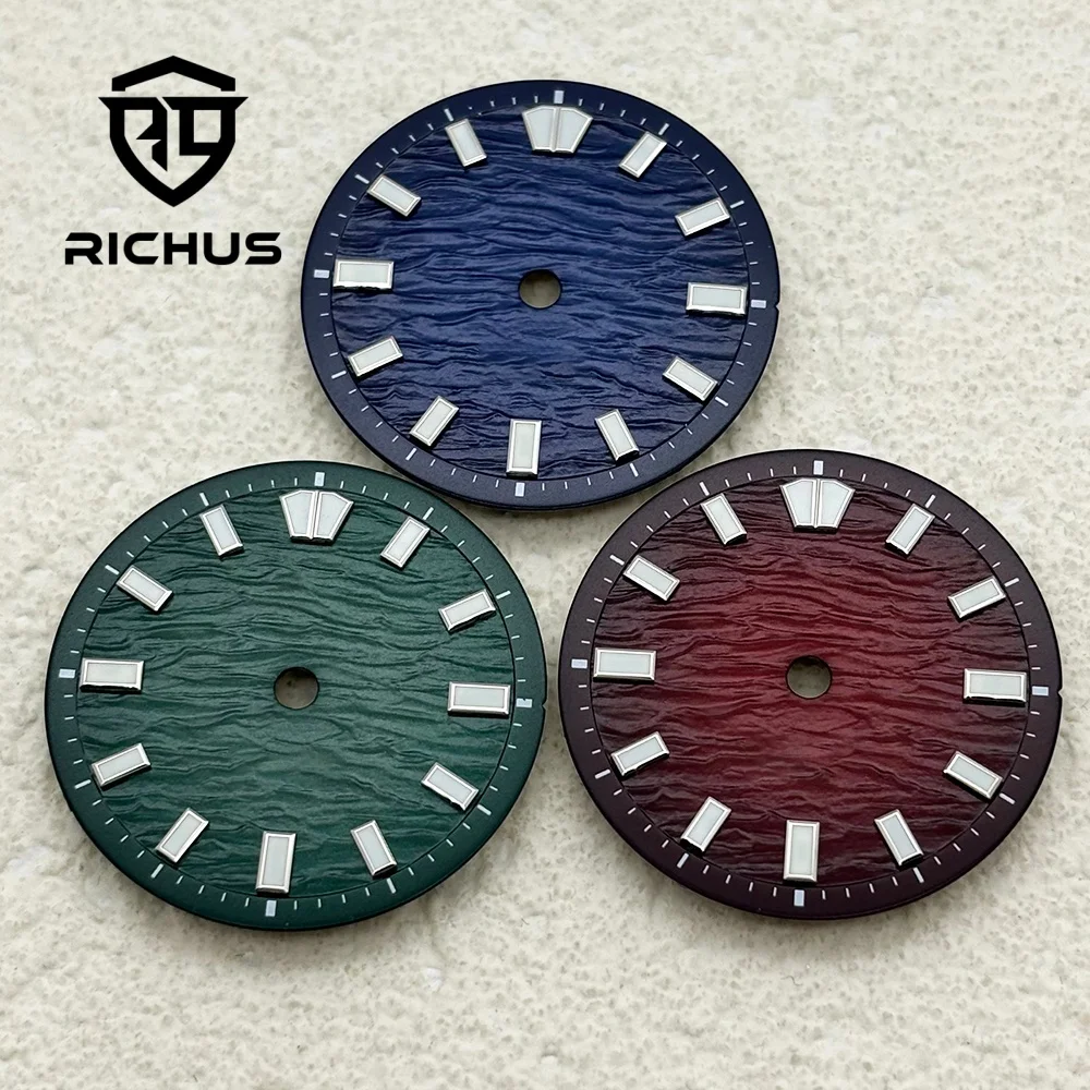 RICHUS 28.6mm Green Luminous Watch Dial Sterile Quartz Movement Compatible with NH35 NH36 ETA2824 2836 Miyota 8215-DG VH31