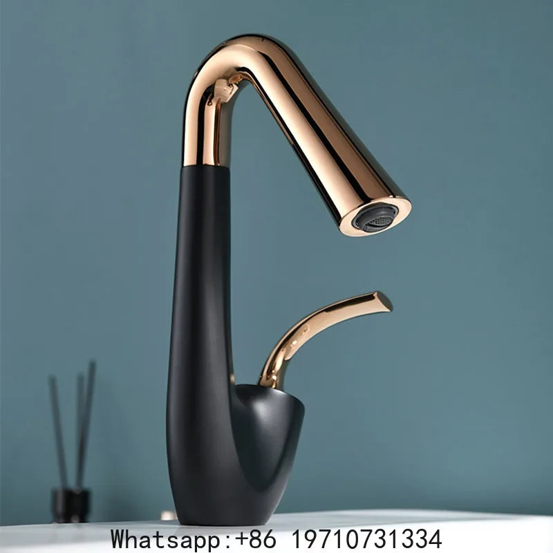 

New Arrival Basin Faucet Hot and Cold Bathroom Single Lever Brass Black Rose Gold Rotation Sink Mixer Tap Decked