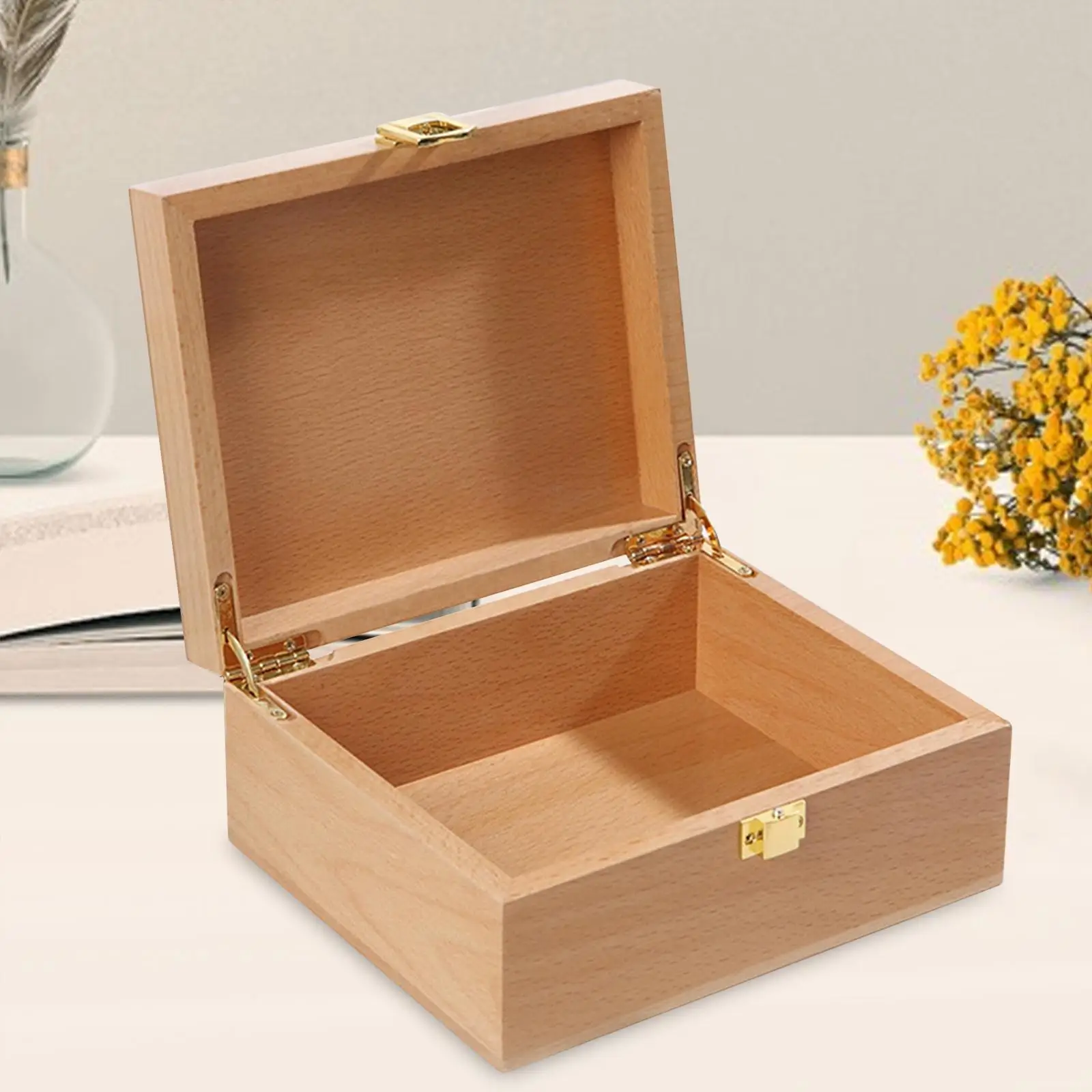 Wooden Storage Box Decorative Home Organization Portable Desktop Rustic Container Jewelry Organizer Box for Trinket Home Decor