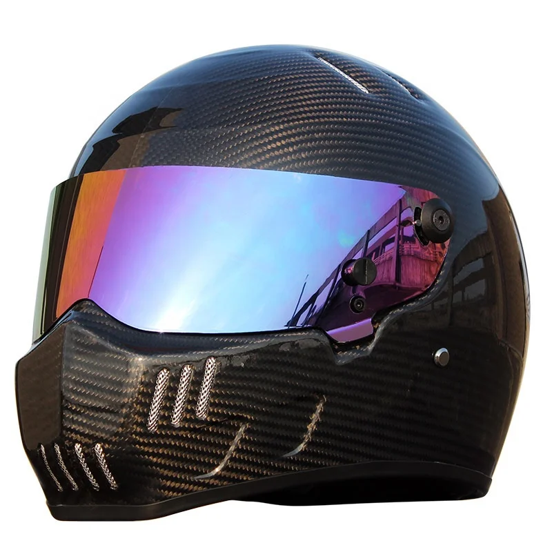 High Quality S/M/L/XL/XXL Black Carbon Fiber Motocross Racing Helmet ATV Motorcycle Full Face Helmet