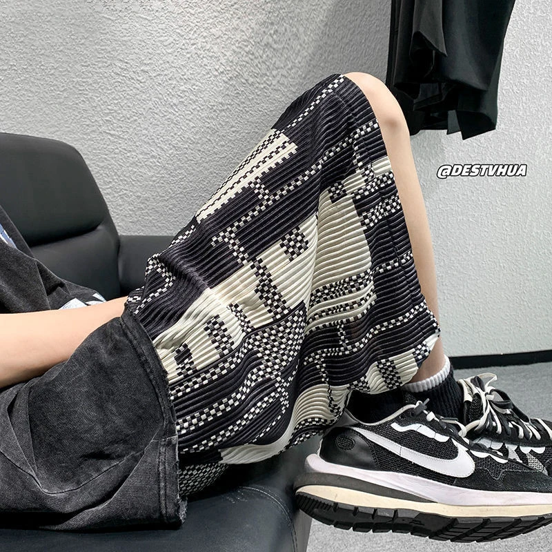 

Мужские летние тонкие брюки-капри из ледяного шелка, очень большие, 300 плиссированных слоев, новинка, комфортные, дышащие, модель Haome