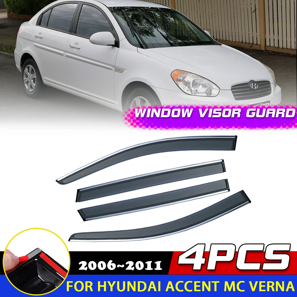 

Козырек на окна для Hyundai Accent MC Verna Sedan 2006 ~ 2011 2007 2008 2009 2010 вентиляционная дверь навесы солнце дождь брови дым дефлектор наклейки аксессуары