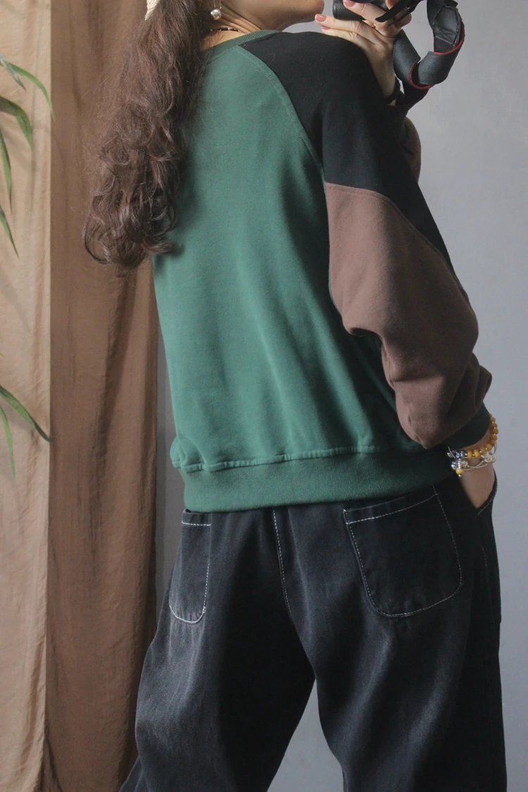 Sudadera larga holgada de Color Sve Blo para mujer, suéter coreano Sle, recién llegado, forro interior de algodón cómodo, ajuste Regular