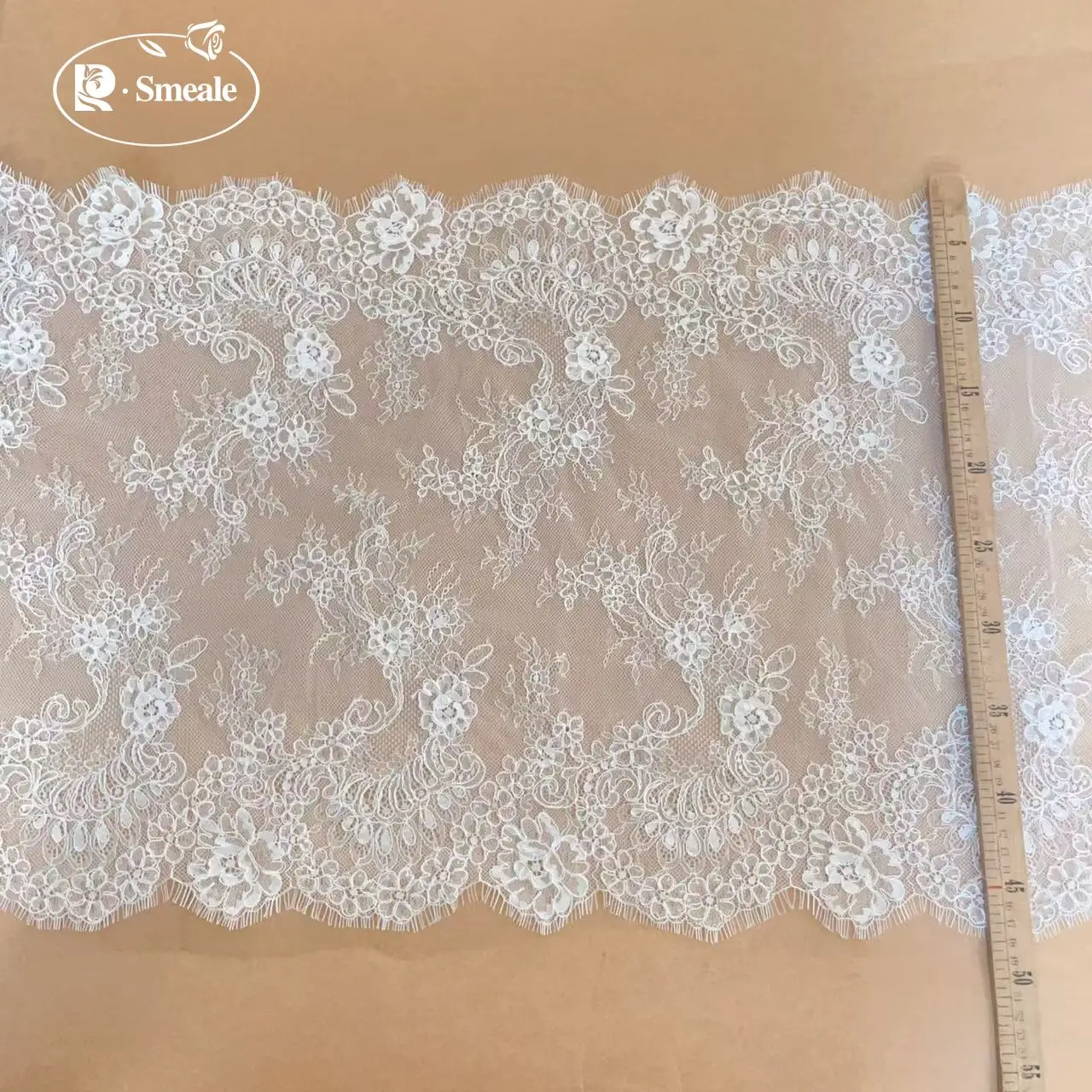 3D-Bordüren-Wimpernspitzenstoff, handgefertigt, DIY, Hochzeitskleid-Accessoires, RS5076, 47 cm Breite – Detail 5