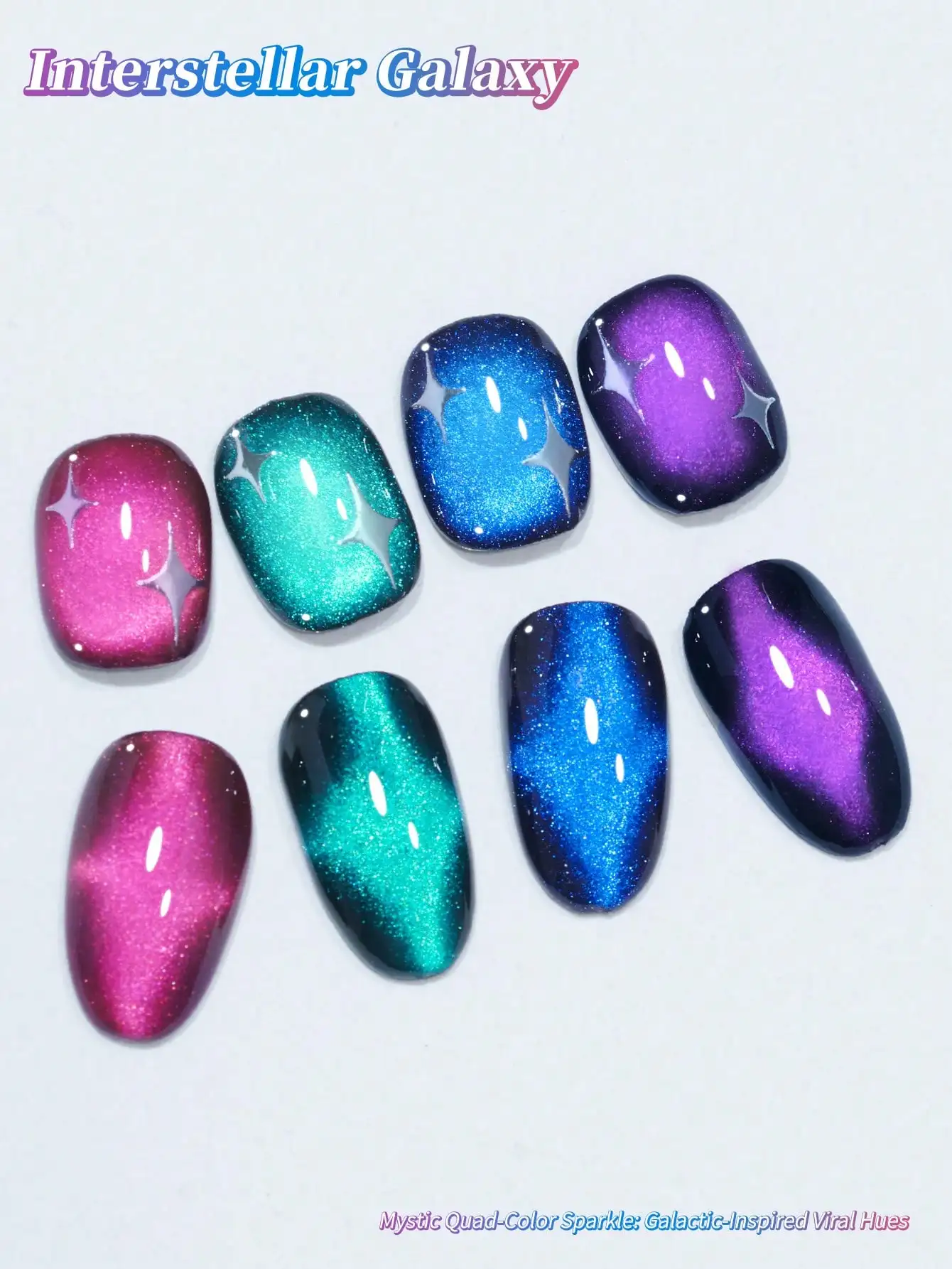 XEIJAYI 4 قطعة جل عين القط طلاء الأظافر بريق الترتر طلاء الأظافر القابل للإزالة UV البولندية مسمار الفن مناسبة لتصميم فن الأظافر