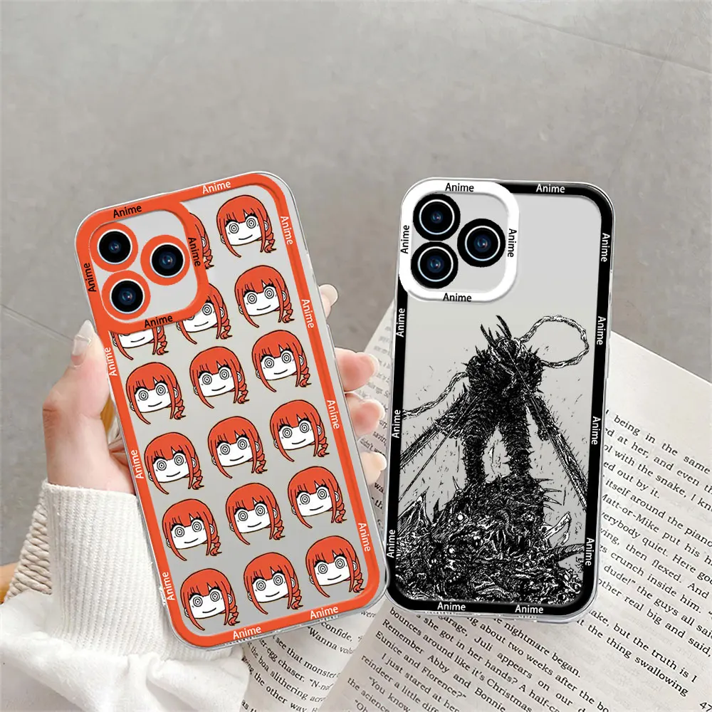 Anime C-Chainsaw Man Phone Case for Samsung S24 S23 S22 S21 A55 A54 A35 FE PLUS ULTRA Transparent Bezel Shell