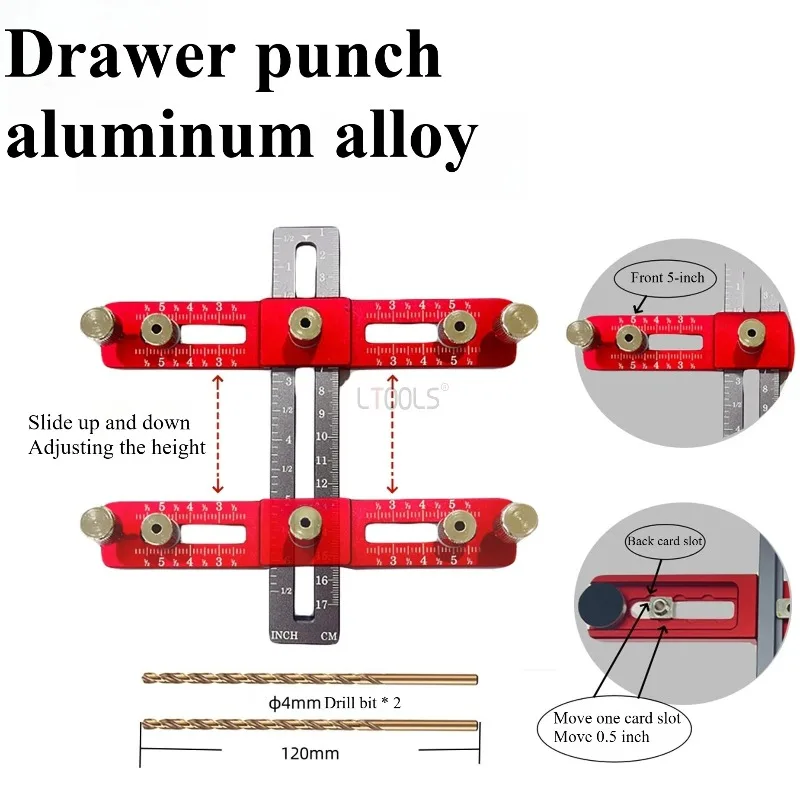 

New aluminum alloy handle punching positioner, drawer cabinet door handle installation auxiliary tools woodworking hole opener