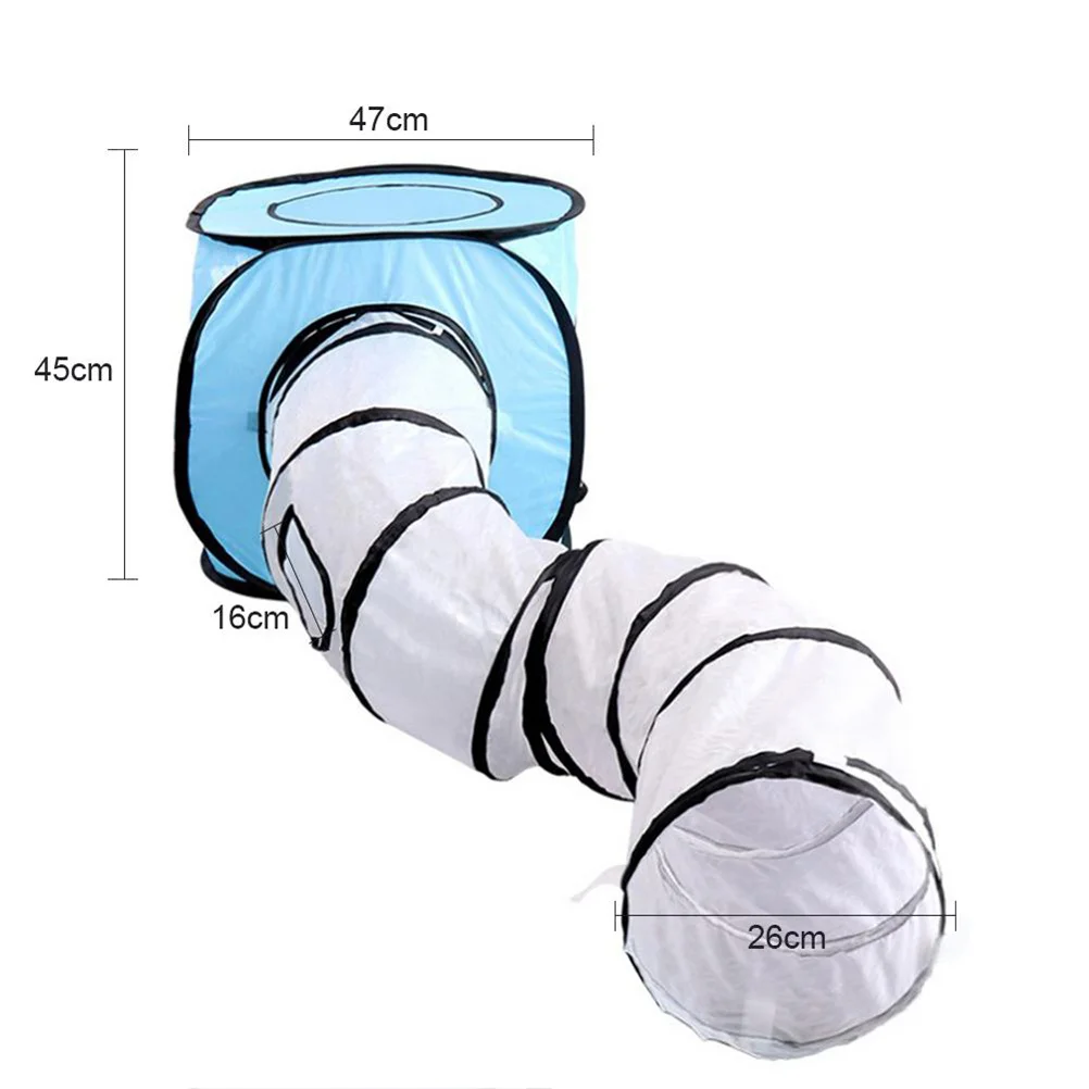 خيمة على شكل حرف S قابلة للطي للحيوانات الأليفة، تصميم شريطي للنفق، سهلة التجميع، تفاعلية للقطط والقطط والحيوانات الأليفة