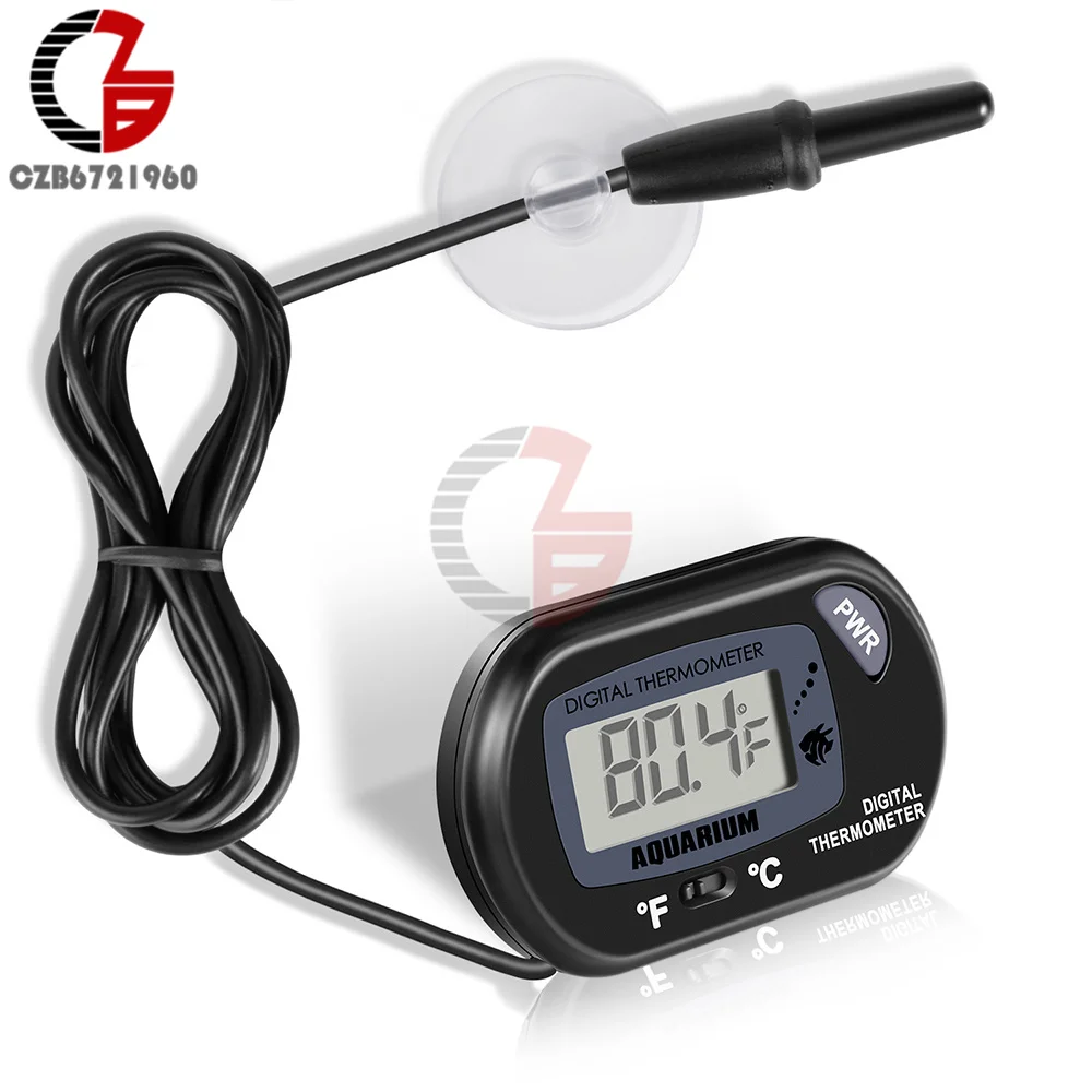 C/F Digital Thermometer Aquarium Fish Tank Swimming Pool Bath Temperature Sensor Meter Temperature Monitor Detector with Suction