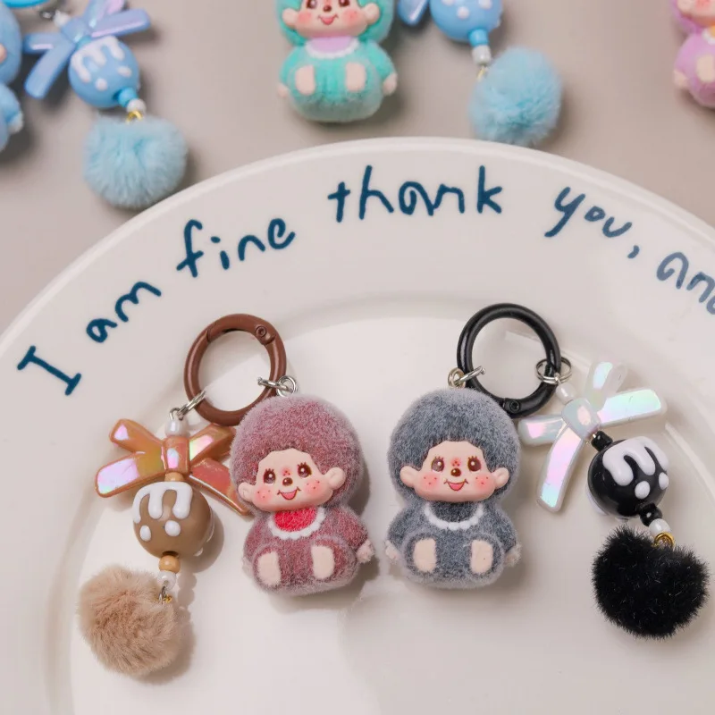 5cm Monchhichi Keychains Cartoon Monkey Ornament Cute Monkiki Keyring Toy Birthday Gifts