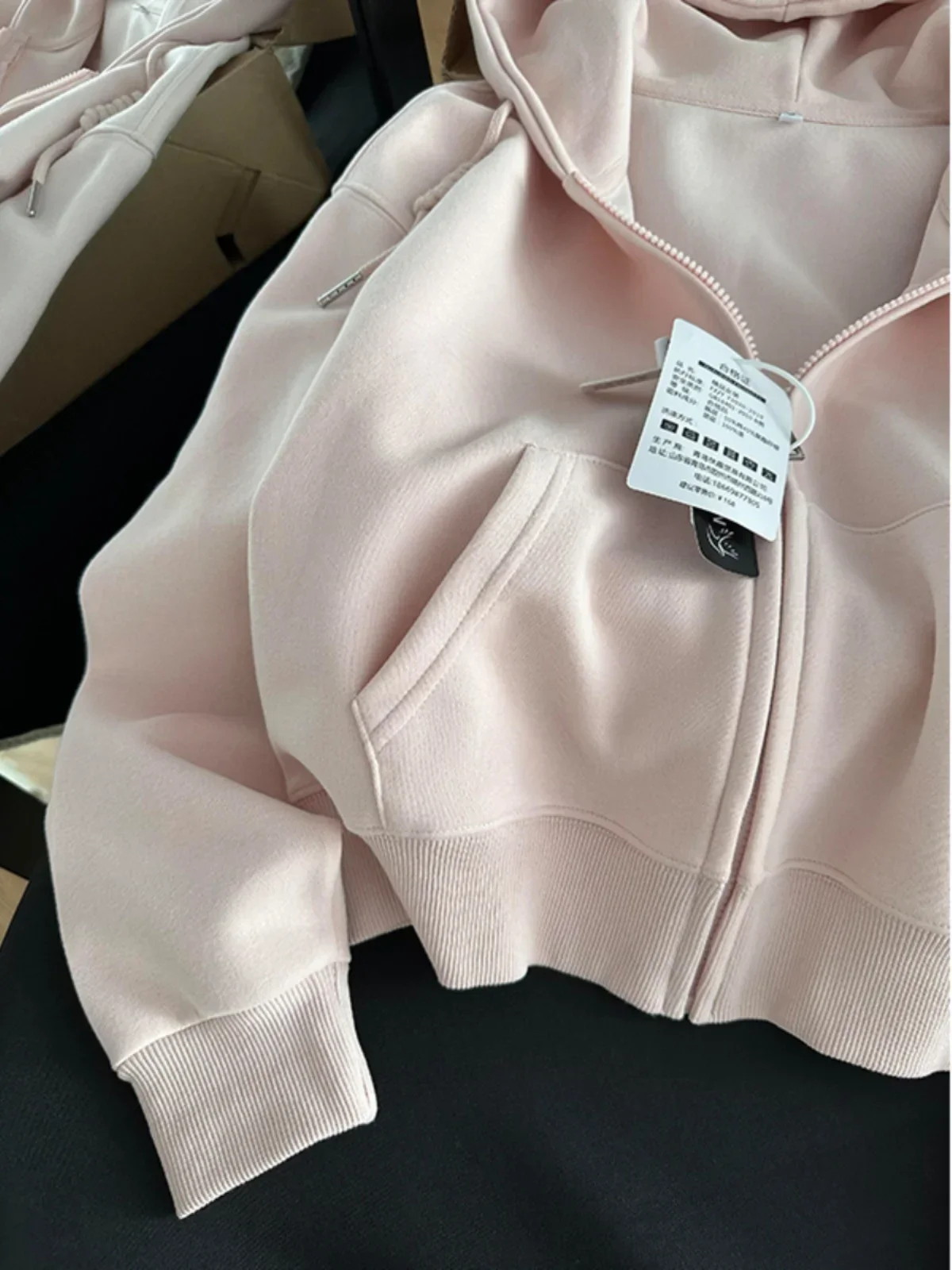 Pink Lazy Style Jacket Short Style Niche Loose Hooded Cardigan Sweatshirt Women's Autumn New Soft and Sticky Zipper Top