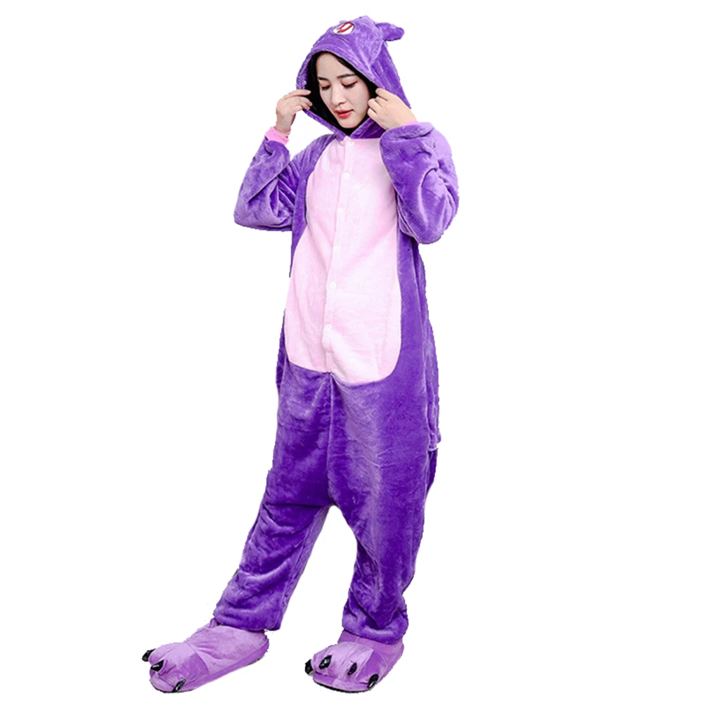 

Kigurumi Unisex Adult Purple Cat Onesie Sleepwear Flannel One-piece Pajama for Kids Christmas Cosplay Costume Nightgown Jumpsuit
