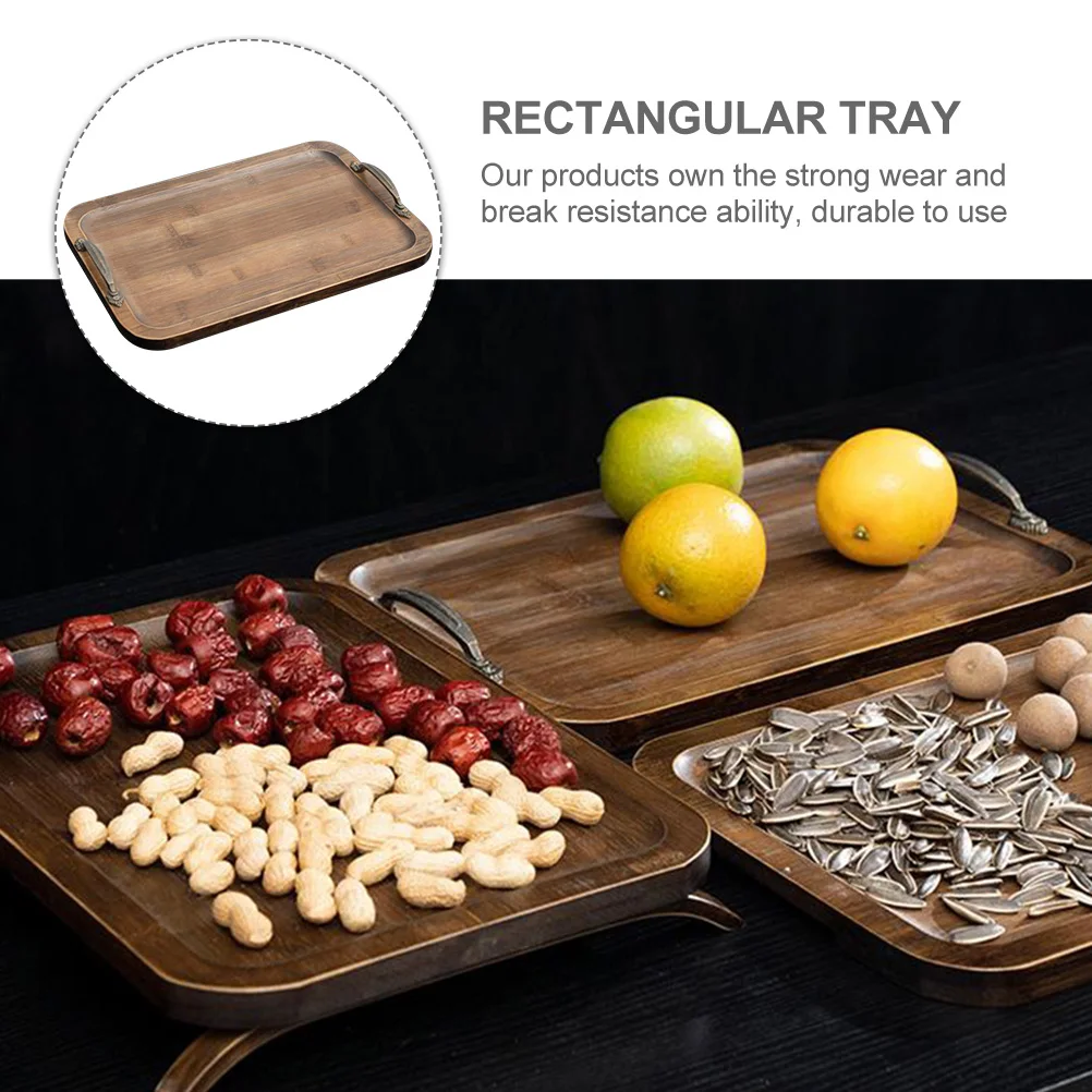 

1pcs Bamboo Food Serving Tray For Cake Cupcake Dessert Fruit Display Home Tea Stand Rectangular Wood Decorative Tray