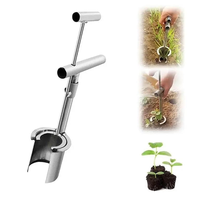 A74E-2X Plant And Fruit Tree Seedling Transplanter, 2024 New Stainless Steel Planting Garden Tools With Long Handle Handheld