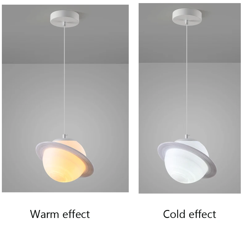 Plafonnier suspendu au design romantique de la planète saturne, design créatif, idéal pour un balcon, une chambre d'enfant, une salle à manger ou un bureau