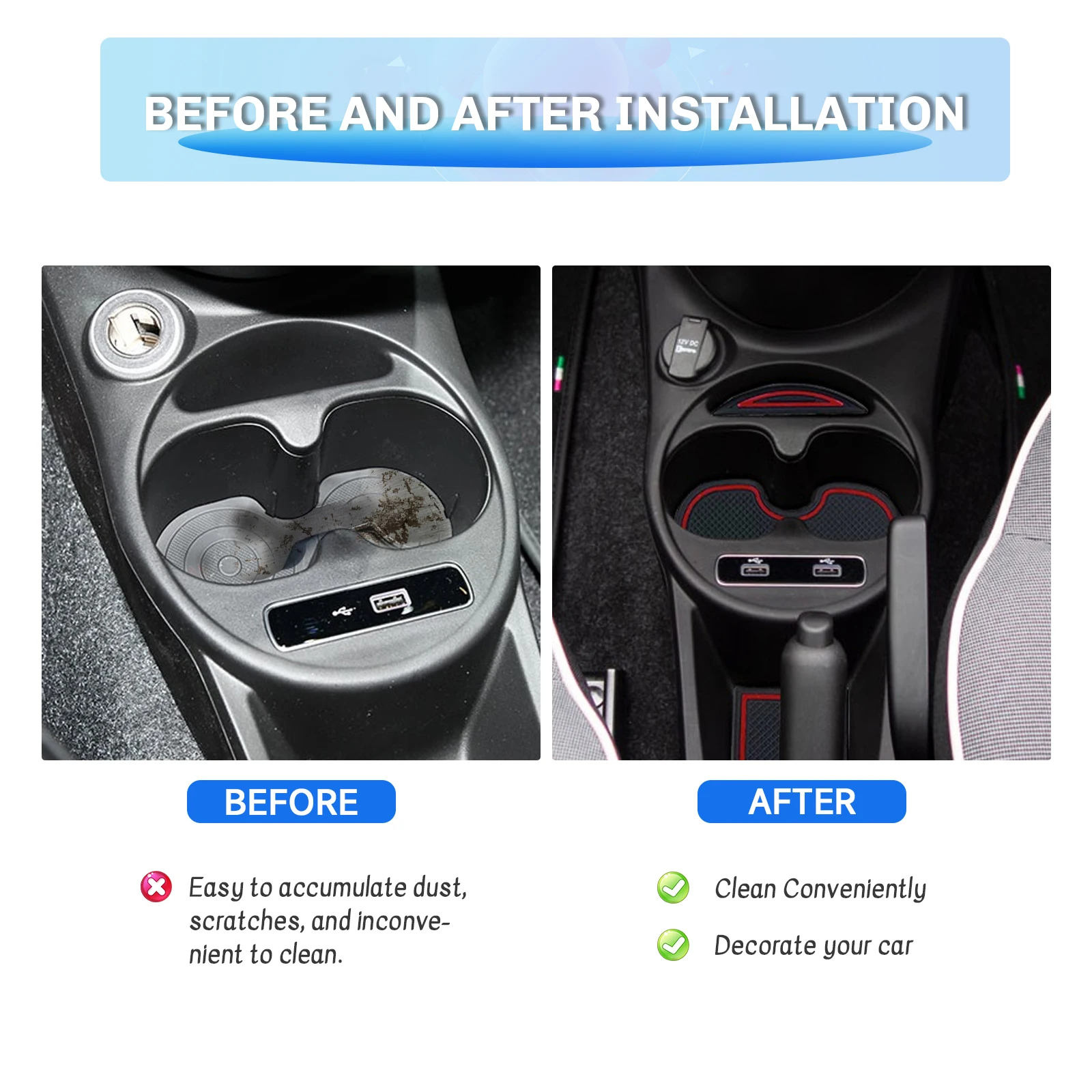 For 2020 Fiat 500 / Fiat Abarth 595 Car Door Groove Mat Anti-slip Slot Pad Auto Interior For Fiat 500 Accessories 2020 view 3
