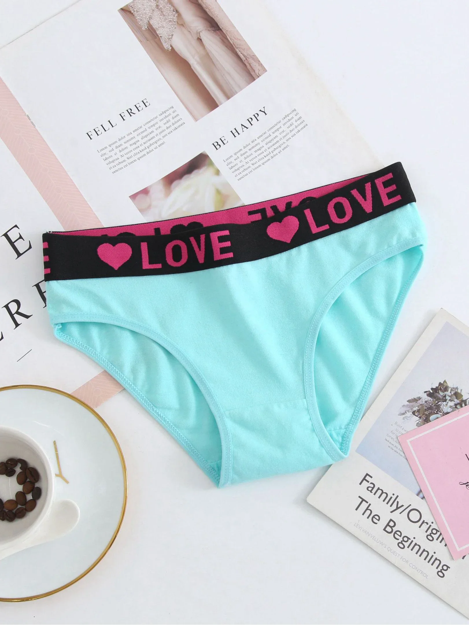 6 шт. женские бесшовные хлопковые стринги с буквенным принтом и низкой талией бикини