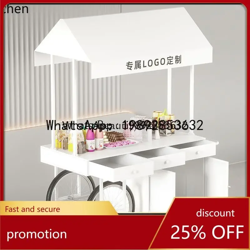 A31-  CC European wrought iron stall cart Outdoor display Sales mall Mobile stall cart with chest of drawers